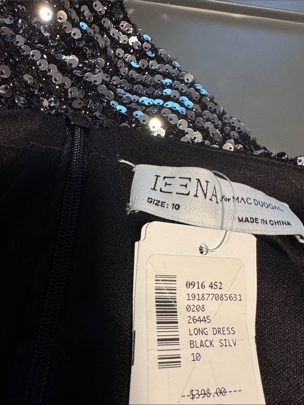 Ieena for Mac Duggal NWT Gown 26445 Sequined Long Sleeve Evening Formal Gala 10 - Picture 13 of 15